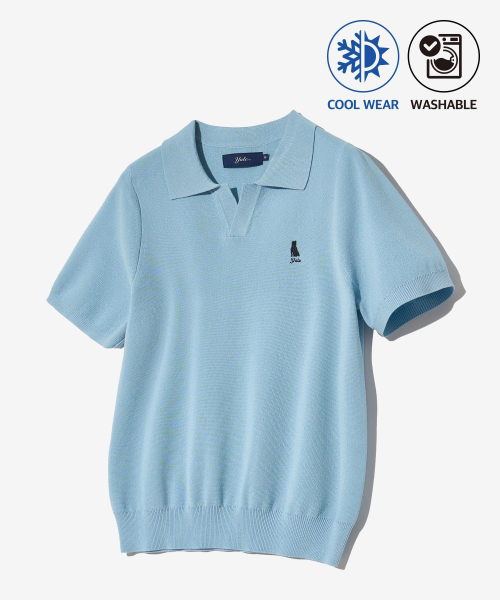Легкий трикотажный поло Comfort Cool в цвете Light Blue