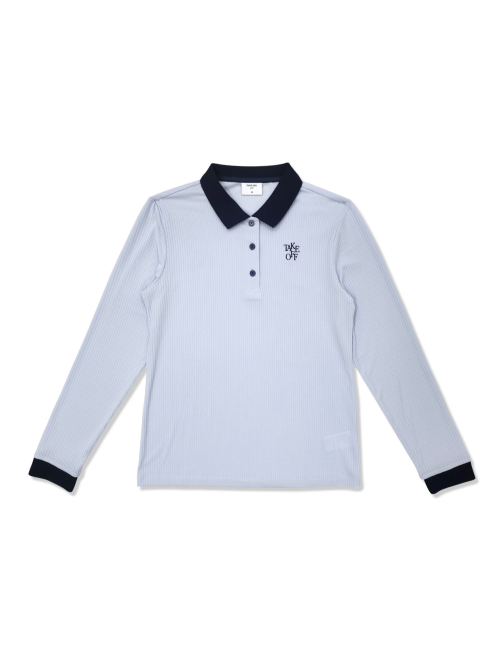 Лонгслив с воротником в рубчик (Light Blue)