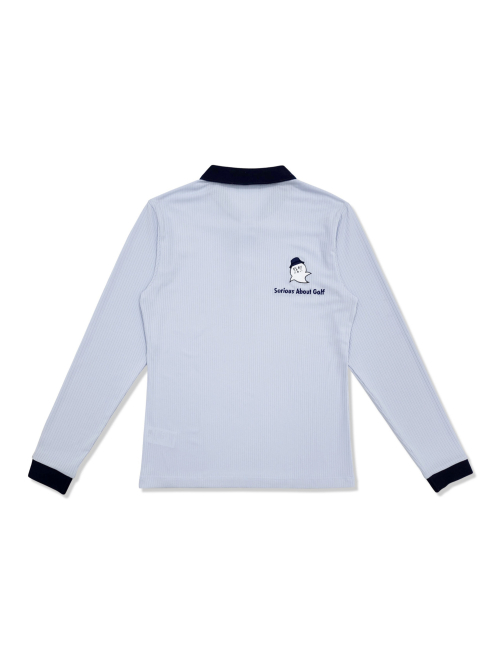 Лонгслив с воротником в рубчик (Light Blue)