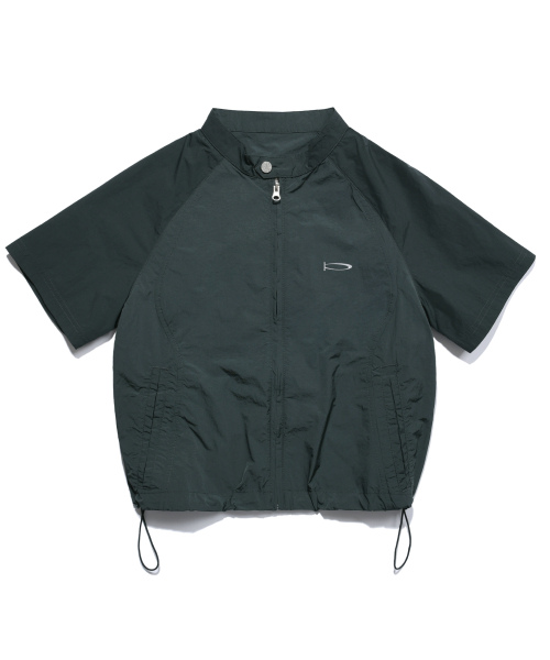 [Womens] Кроп-зипка с завязками и коротким рукавом, Navy