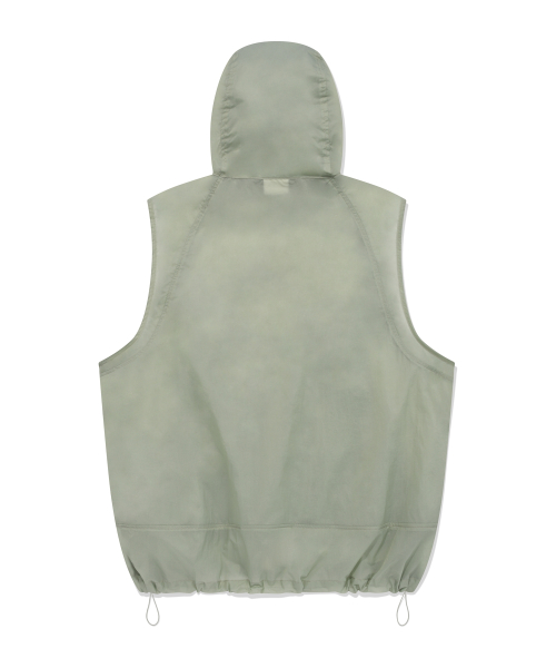 Ветрозащитный жилет с капюшоном на молнии_Light Green