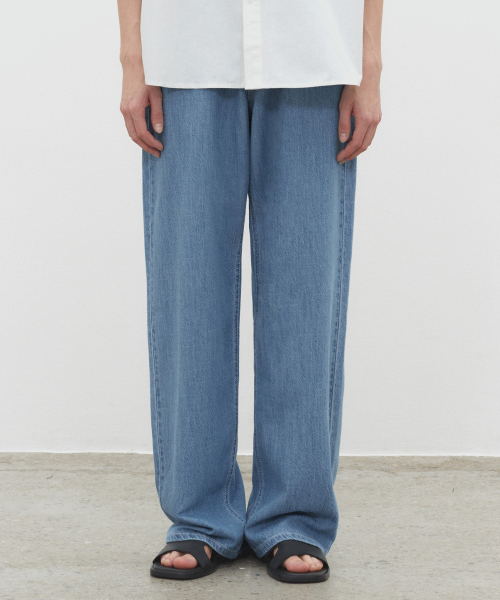 Широкие джинсы со средней посадкой Linen Like DCPT039Blue
