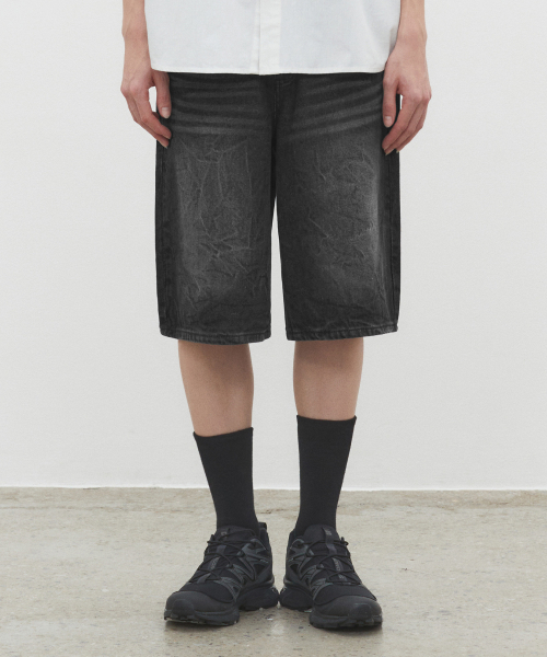 CR Wide Denim Shorts DCPT035CRBlackB