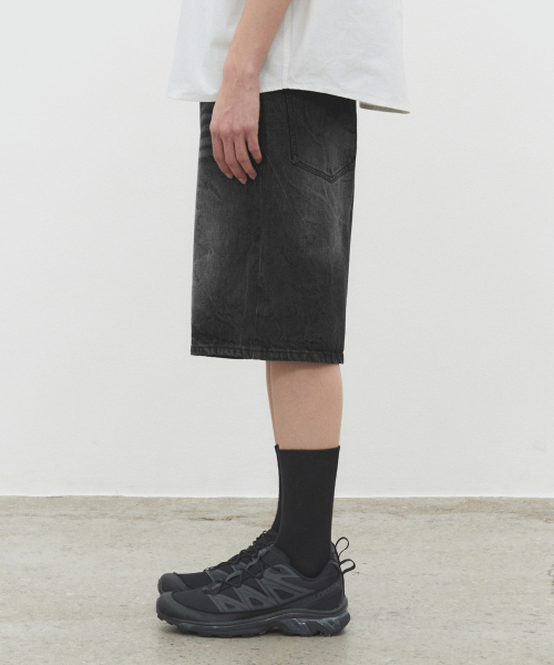 CR Wide Denim Shorts DCPT035CRBlackB