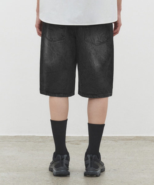 CR Wide Denim Shorts DCPT035CRBlackB
