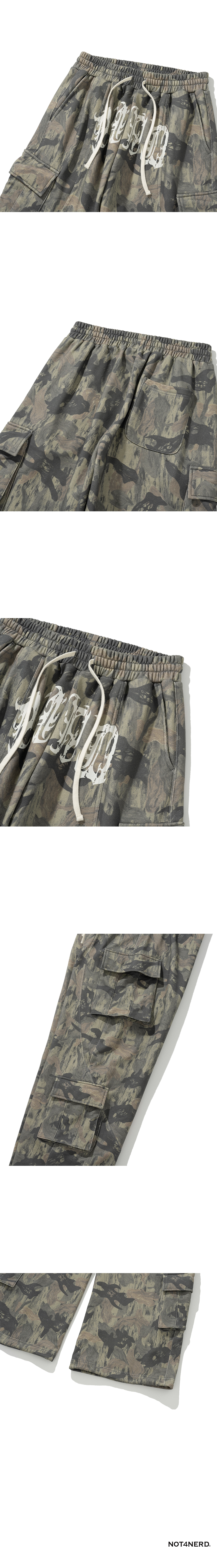 MUSINSA | NOT4NERD Camo Incision Multi Cargo Sweat Pants - Khaki