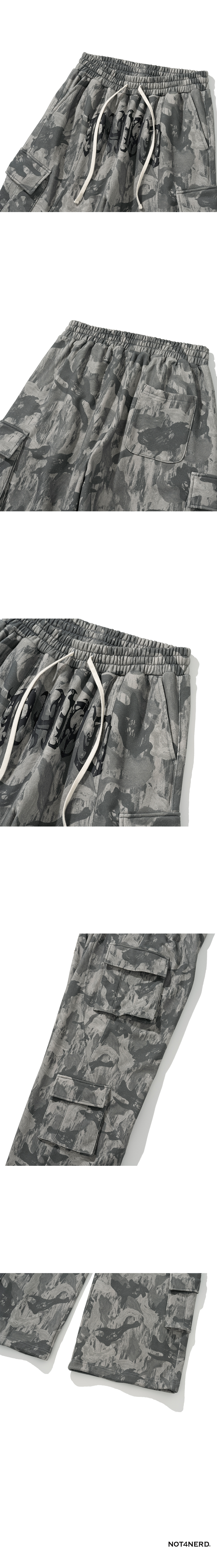 MUSINSA | NOT4NERD Camo Incision Multi Cargo Sweat Pants - Grey