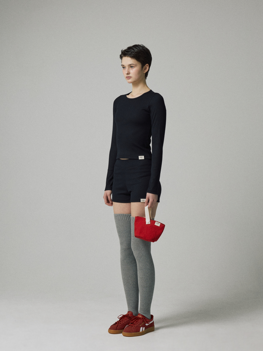 MUSINSA公式 | GLOWNY G CLASSIC RIB CREW NECK LONG SLEEVE (BLACK)