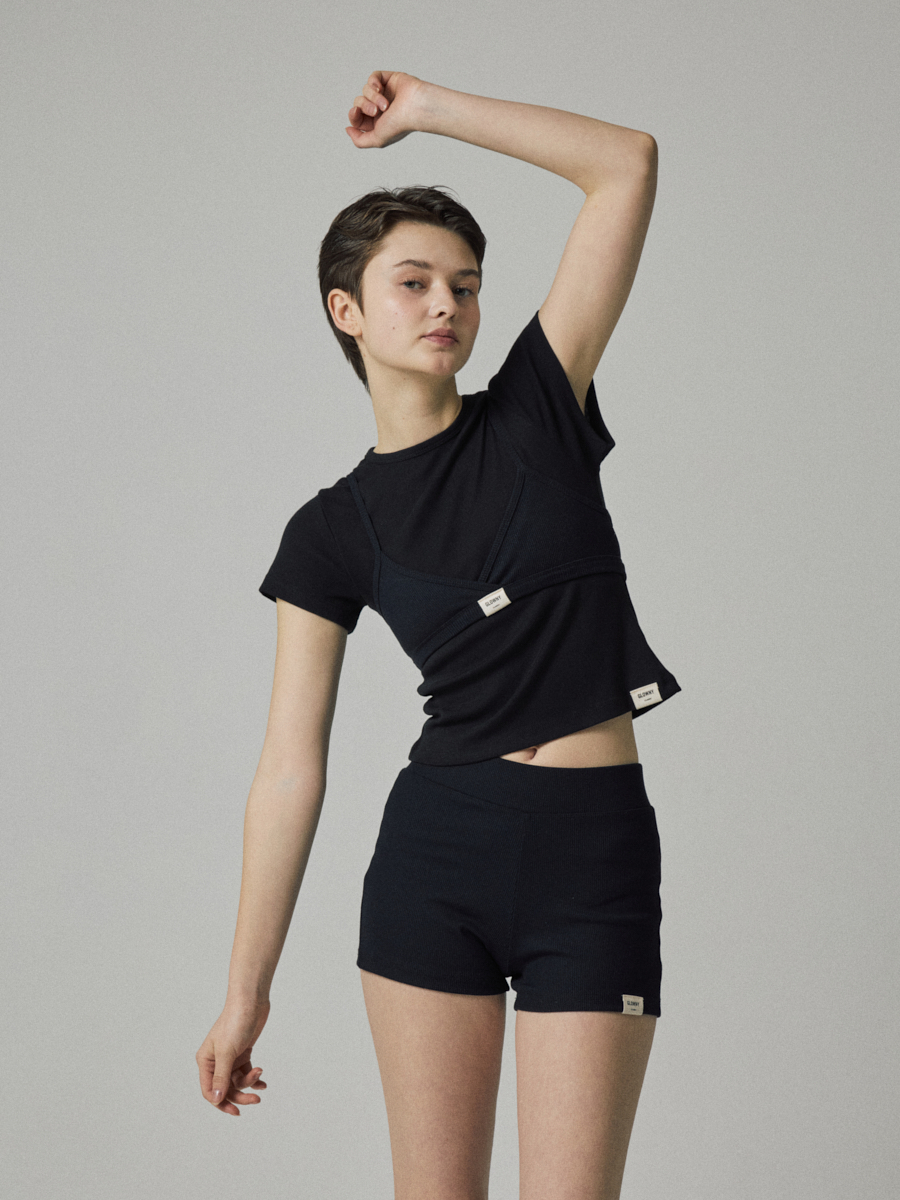 글로니(GLOWNY) G CLASSIC RIB SHORTS (BLACK) - 사이즈 & 후기