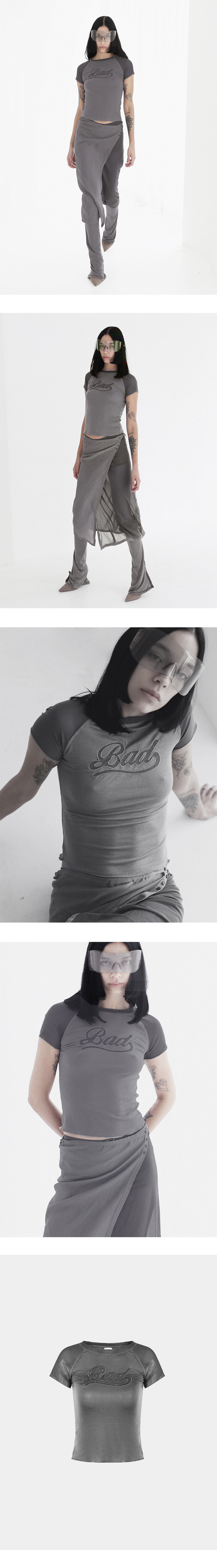 ◆BADBLOOD◆ Second Skin Contrast T-Shirt Charcoal w-tee24-0 MUSINSA | BADBLOOD Second Skin Contrast T-shirt - Charcoal