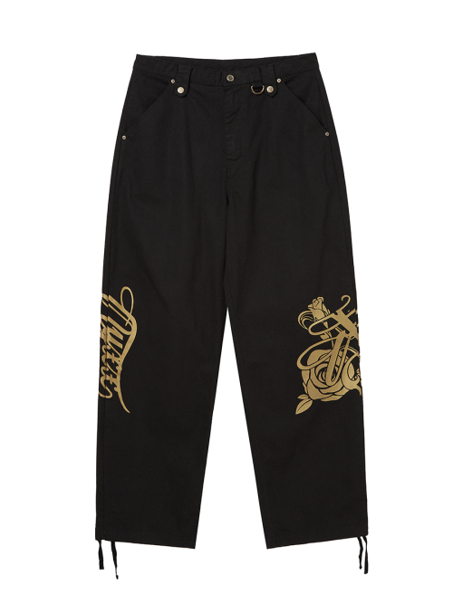 EMBLEM PRINTING COTTON PANTS чёрный