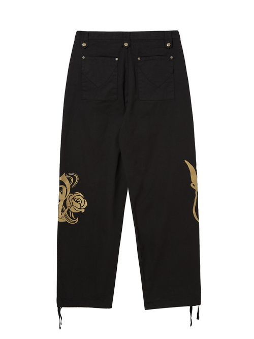 EMBLEM PRINTING COTTON PANTS чёрный