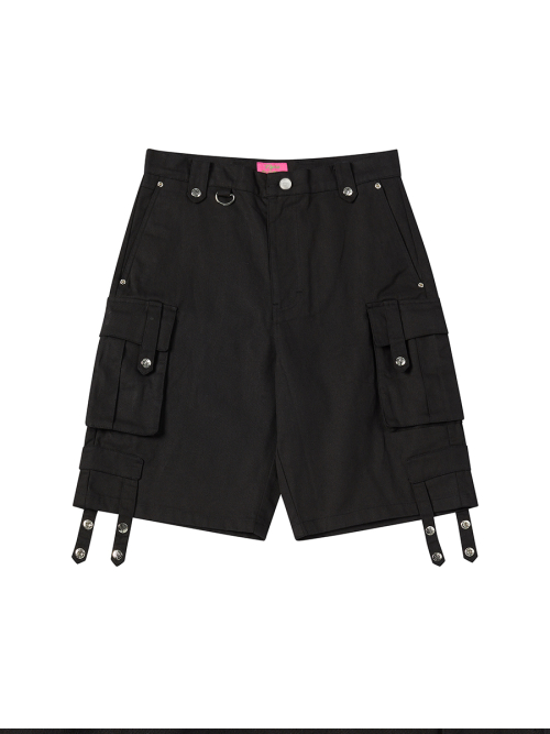BUTTON CARGO HALF PANTS чёрный