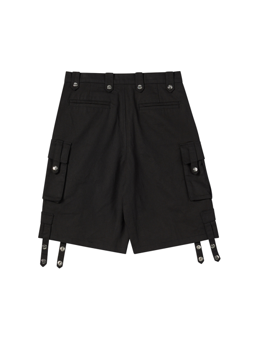 BUTTON CARGO HALF PANTS чёрный