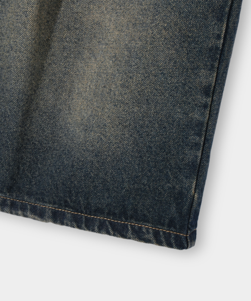 Bio-washing Carpenter Bermuda Denim Pants_Yellow Washing thumbnail 7