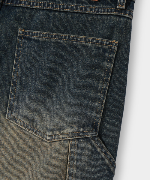 Bio-washing Carpenter Bermuda Denim Pants_Yellow Washing thumbnail 9