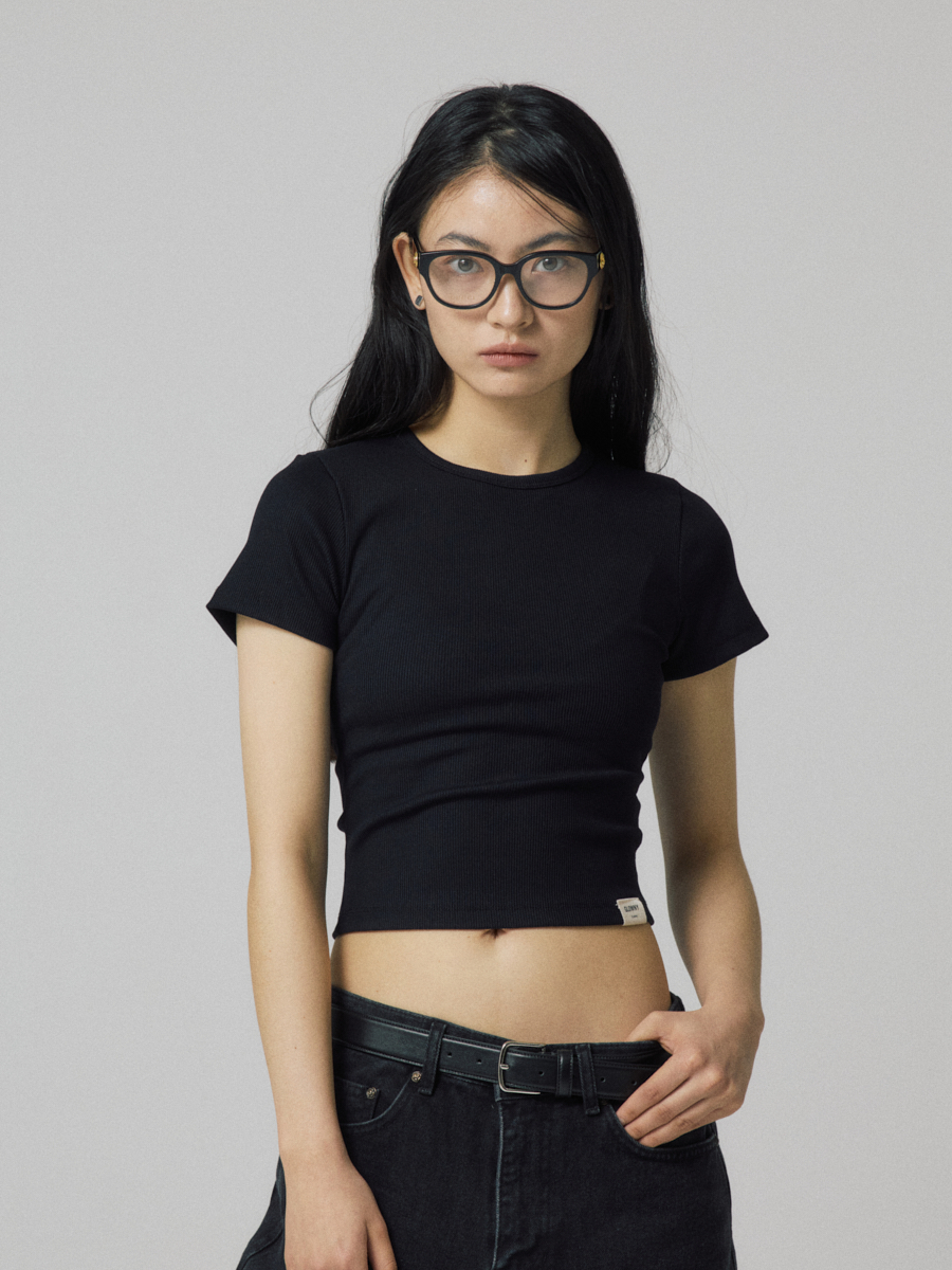 ★GLOWNY★G CLASSIC RIB TEE (BLACK)★正規品/韓国直送料込 MUSINSA公式 | GLOWNY G CLASSIC RIB CREW NECK TEE (BLACK)