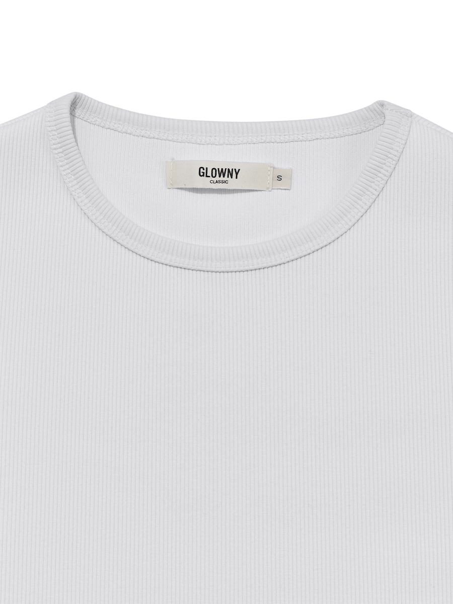 ★GLOWNY★ G CLASSIC RIB CREW NECK TEE WHITE 글로니(GLOWNY) G CLASSIC RIB CREW NECK TEE (WHITE) - 사이즈