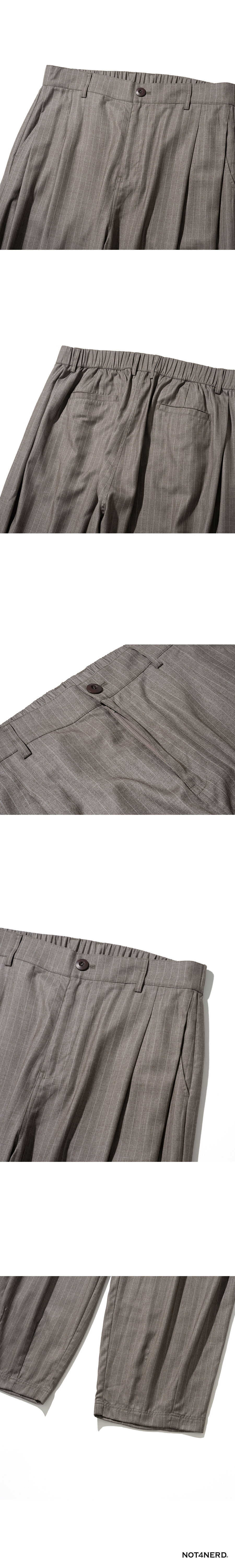 パンツ NOT4NERD TR 3 Tuck Balloon Pants Stripe Brown PT093SBR TR 3 Tuck Balloon Pants - Stripe Brown - NOT4NERD