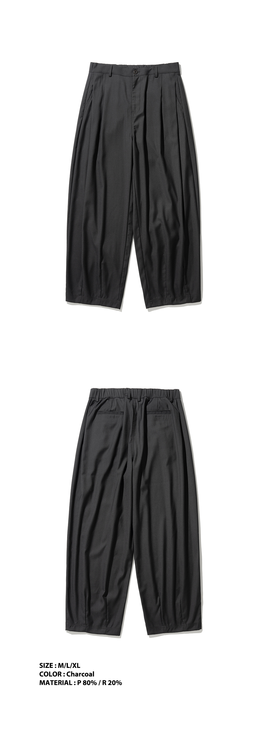 パンツ NOT4NERD TR 3 Tuck Balloon Pants Charcoal PT091CH MUSINSA | NOT4NERD TR 3 Tuck Balloon Pants - Charcoal