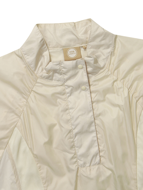 W mesh curved короткий рукав anorak_Cream