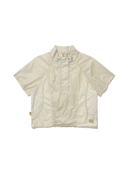 W mesh curved короткий рукав anorak_Cream
