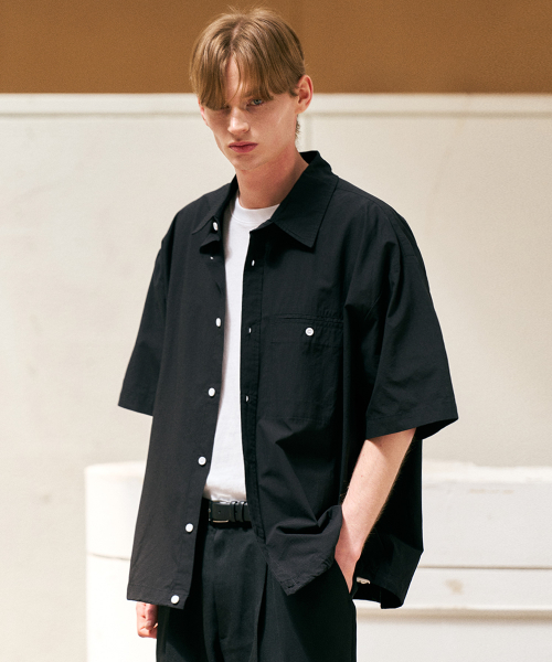 шнур акцент карман короткий рукав shirt_black