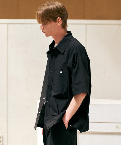 шнур акцент карман короткий рукав shirt_black