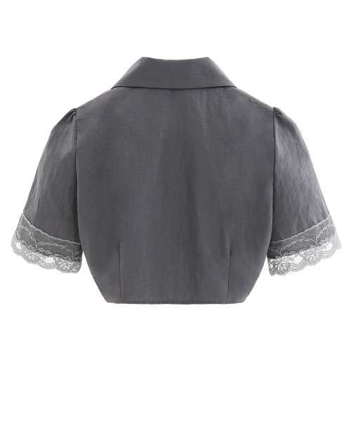 Рубашка CURVE SHIRT IN DARK GREY (двойной жакет с кружевом)