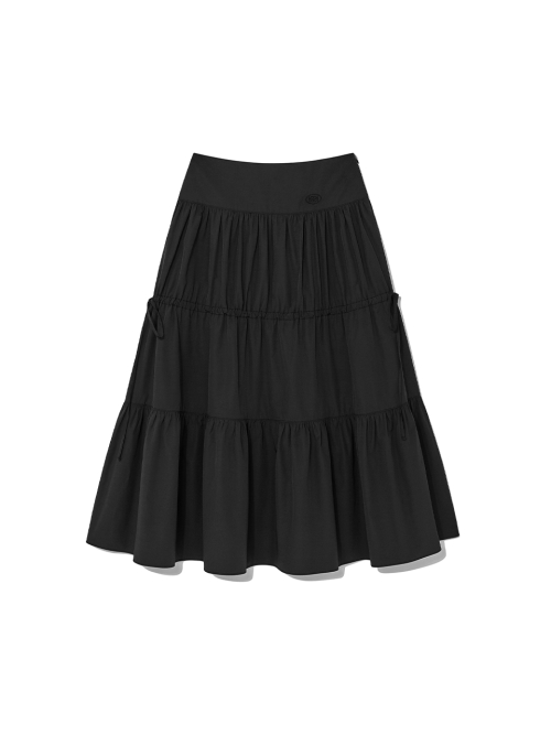 MUSINSA | KIJUN Shirring Full Skirt Black