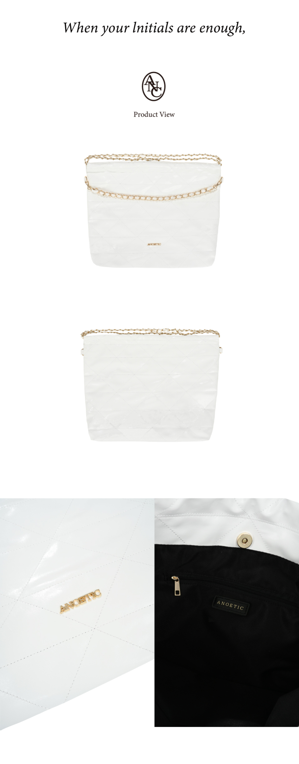 MUSINSA公式 | ANOETIC ANC DRAW CHAIN SHOULDER BAG_WHITE