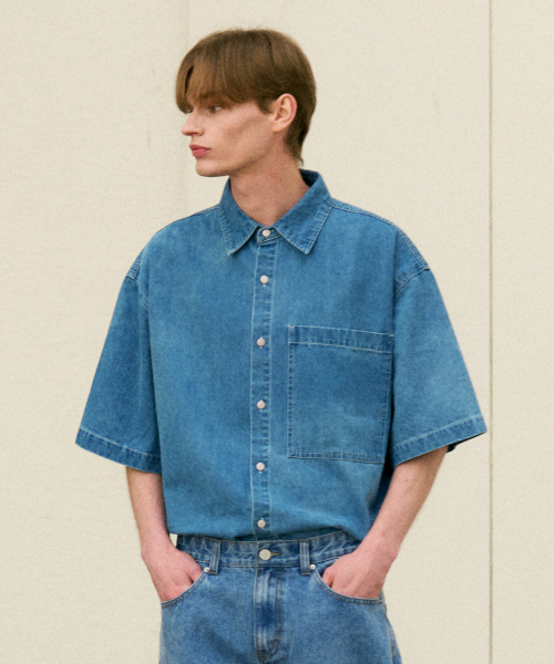 джинс оверсайз короткий рукав shirt_blue