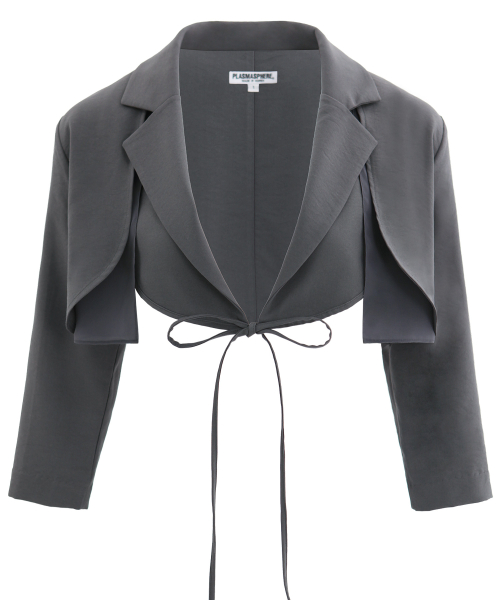 TULIP JACKET IN GREY (жакет с рукавом 7/8 и бантом)