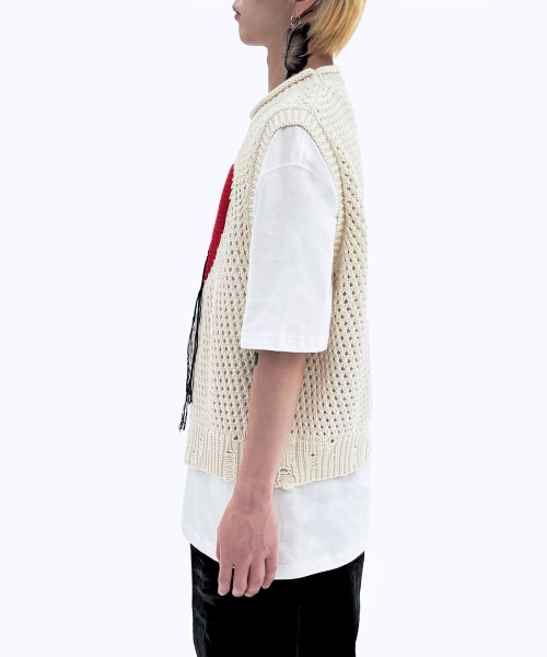 HEART STITCH трикотаж жилет-ivory