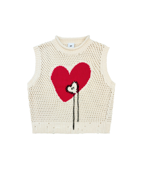 HEART STITCH трикотаж жилет-ivory