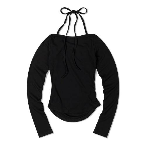 Топ с бретелью-петлей и сборками (BLACK)