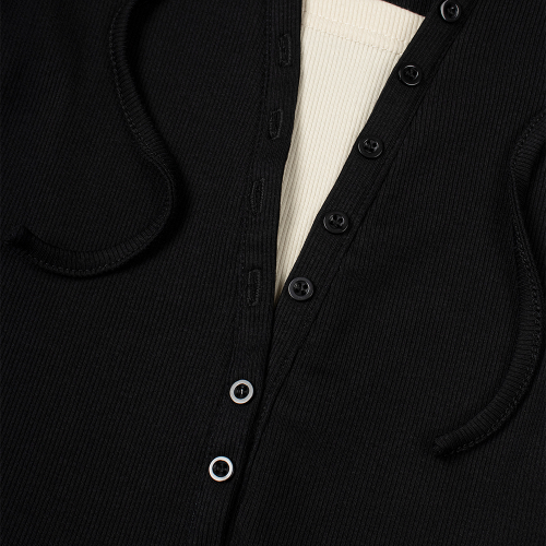 Многослойный лонгслив хенли (BLACK)