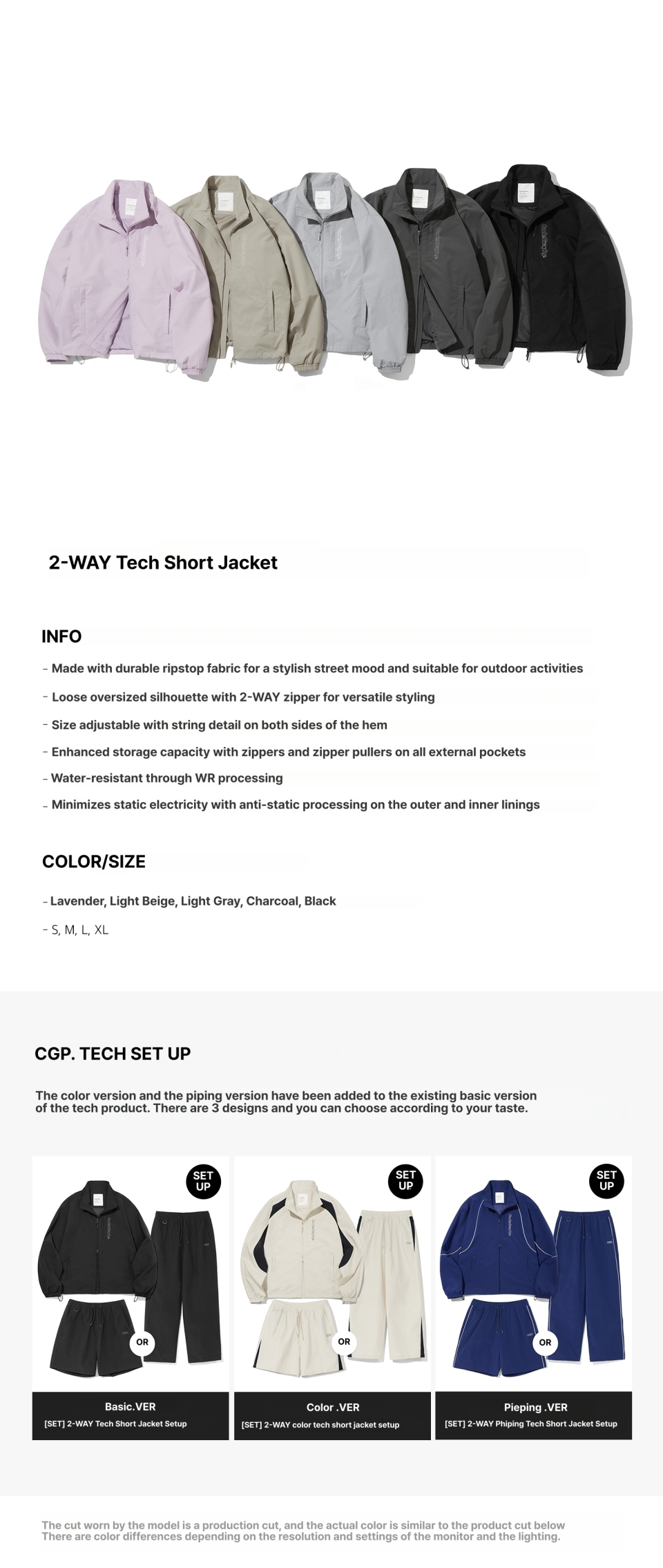 MUSINSA | Codegraphy 2-WAY TECH SHORT JACKET_BLACK