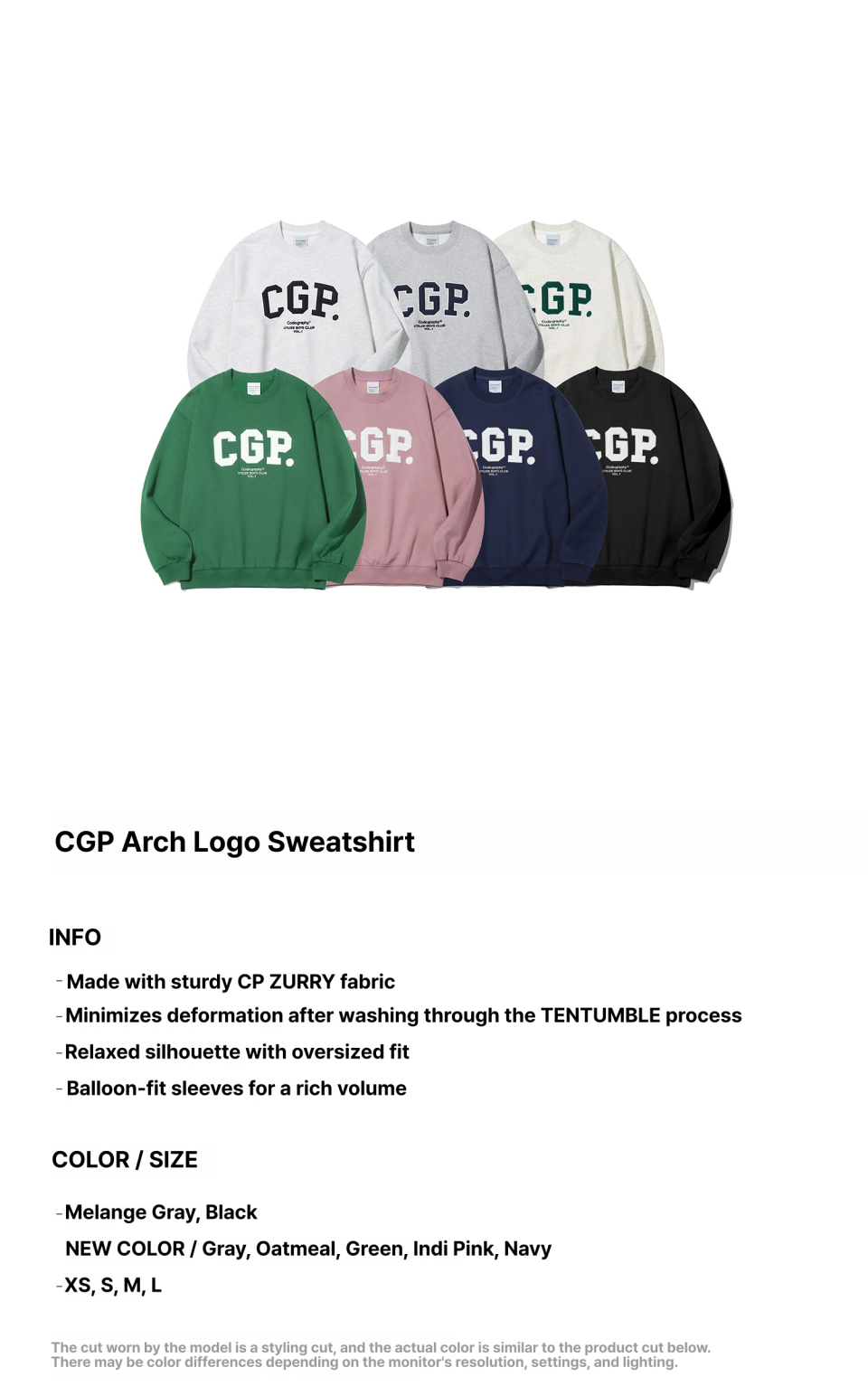 MUSINSA | Codegraphy CGP ARCH LOGO CREWNECK MELANGE GRAY