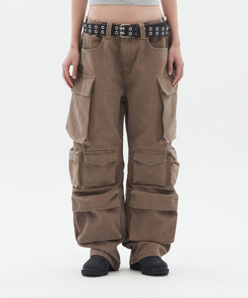 Ten карман карго pants_Brown