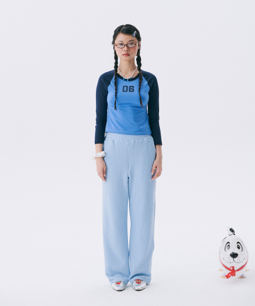 Брюки с оборками на резинке Frill Banding Pants Light Blue