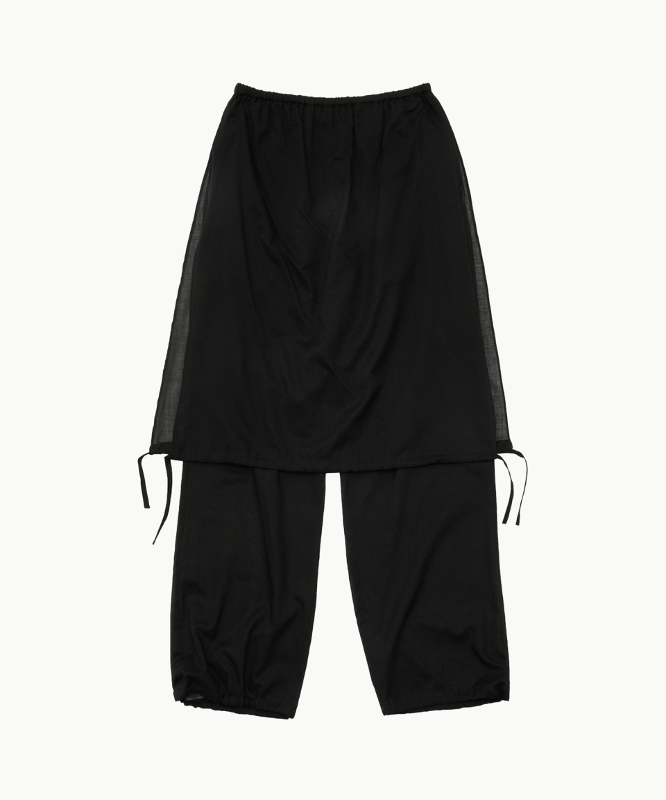 아모멘토(AMOMENTO) DRAWSTRING LAYERED BANDING PANTS_BLACK