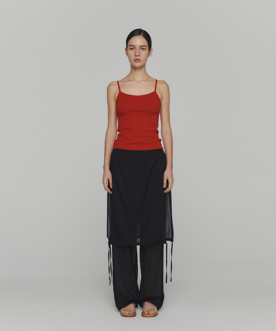 아모멘토(AMOMENTO) DRAWSTRING LAYERED BANDING PANTS_BLACK