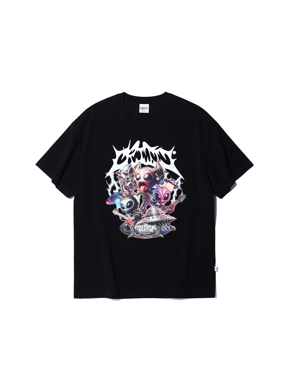 【CRITIC】ALIEN INVASION BAND T-SHIRTS MUSINSA | CRITIC ALIEN INVASION BAND T-SHIRTS BLACK