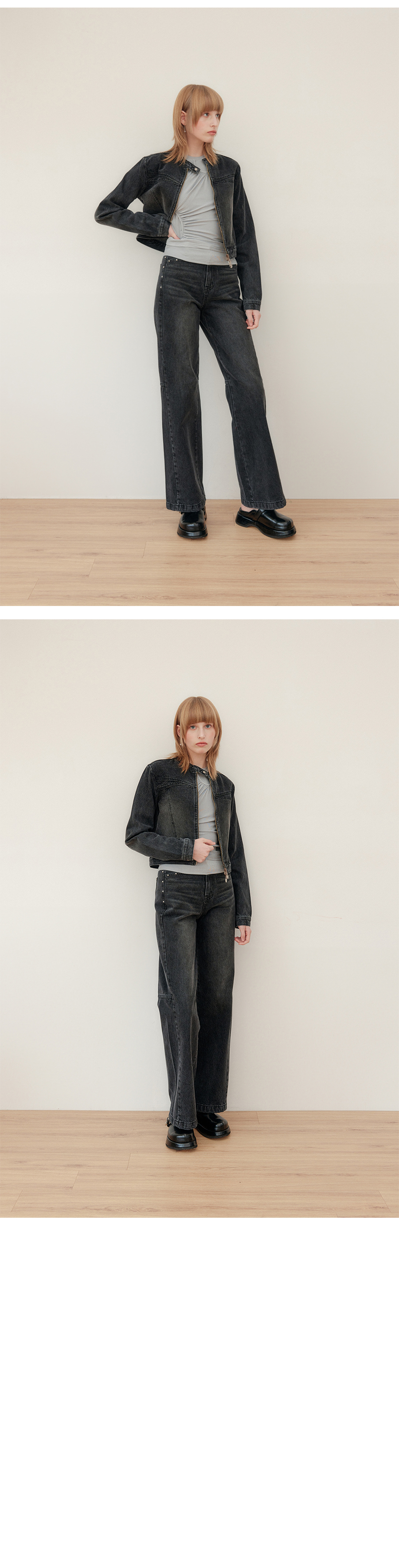 ★送料・関税込★YUSE★CROP DENIM TWO WAY JACKET★ MUSINSA | YUSE CROP DENIM TWO WAY JACKET - BLACK