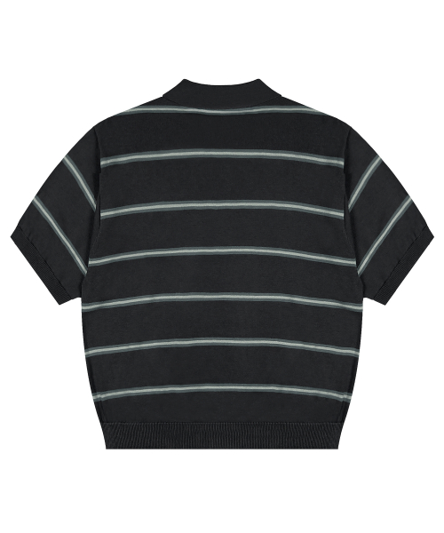 GNT016 Mobster полосатое поло вязаное (CHARCOAL GRAY)