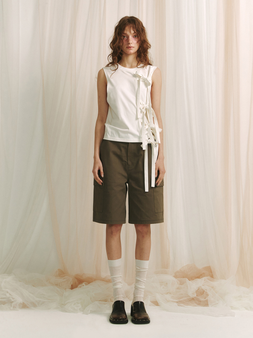 ASYMMETRIC TIED топ-OFF белый