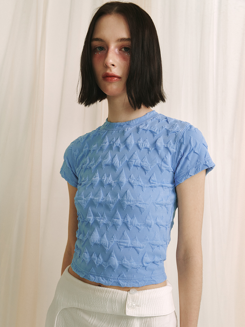★MEENDERI★WAVE JACQUARD T-SHIRT - SKY BLUE★正規品/送料込 MUSINSA公式 | MEENDERI WAVE JACQUARD T-SHIRT - SKY BLUE
