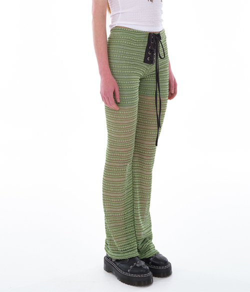 EYELET шнур трикотаж PANTS_GREEN