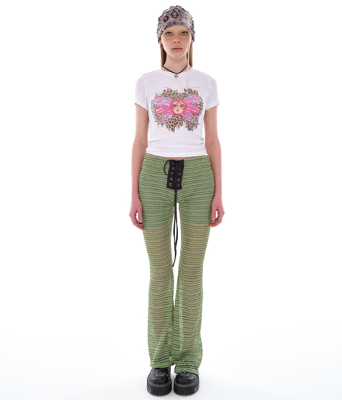 EYELET шнур трикотаж PANTS_GREEN